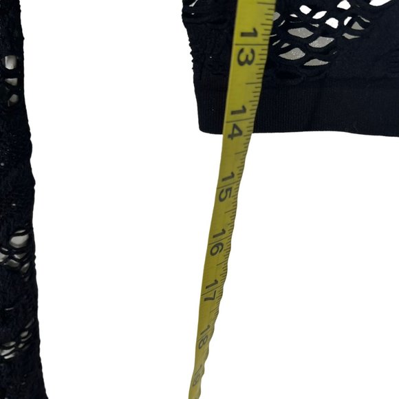 Free People Intimately Black Crochet Long Sleeve Bodycon Mini Dress XS - Picture 5 of 8